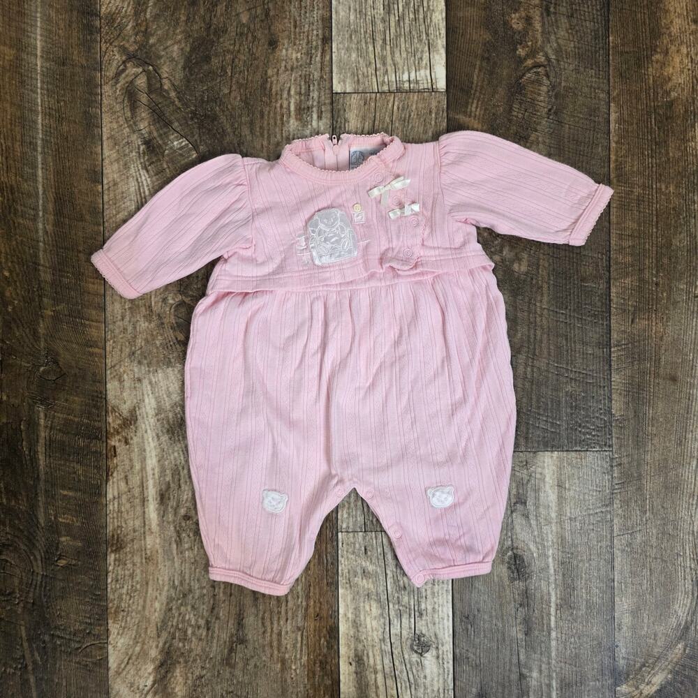 Vintage Romper Pink Teddy Bear One Piece Size 6